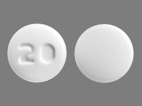 Pill 20 White Round is Lisinopril