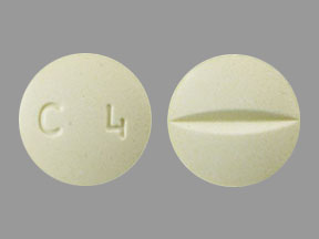 Pill C4 Yellow Round is Doxazosin Mesylate