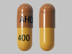 Pill AHD 400 Brown & Orange Capsule/Oblong is Gabapentin