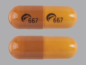 Logo 667 Logo 667 Pill Brown & Orange Capsule/Oblong - Pill Identifier