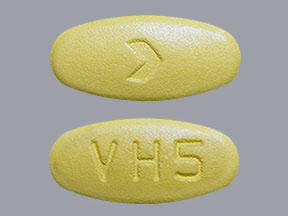 Pill VH5 > Yellow Oval is Hydrochlorothiazide and Valsartan