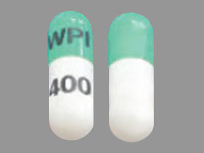 Pill WPI 400 Green & White Capsule/Oblong is Celecoxib