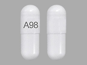 Pill A98 White Capsule/Oblong is Penicillamine