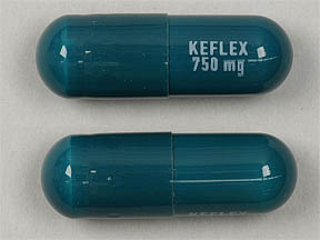 Pill KEFLEX 750 mg Green Capsule/Oblong is Cephalexin Monohydrate