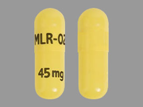 Pill MLR-02 45 mg Yellow Capsule/Oblong is Adhansia XR