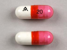 Pill logo 20 Pink & White Capsule-shape is Diphenhist
