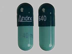 Pill Andrx 640 40 mg Green Capsule/Oblong is Omeprazole Delayed Release