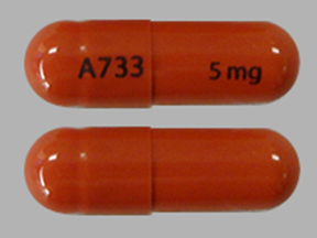 Pill A733 5 mg Orange Capsule/Oblong is Juxtapid