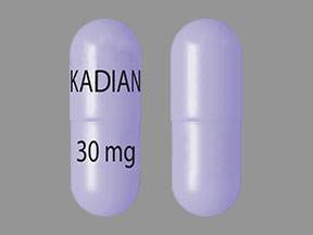 Pill KADIAN 30 mg Purple Capsule/Oblong is Kadian