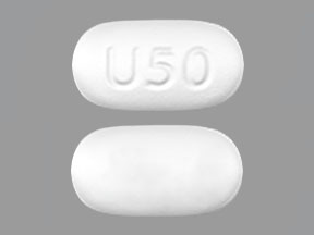Pill U50 White Capsule/Oblong is Ubrelvy