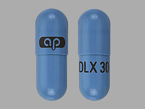 Pill ap DLX30 Blue Capsule/Oblong is Duloxetine Hydrochloride Delayed-Release