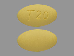 T20 Pill Yellow Oval 13mm - Pill Identifier