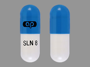 Pill ap SLN 8 Blue & White Capsule/Oblong is Silodosin