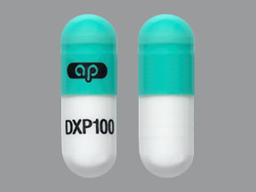 Pill ap DXP100 Green & White Capsule-shape is Doxepin Hydrochloride