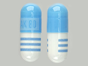 Pill AK 80 Blue & White Capsule-shape is Propranolol Hydrochloride Extended-Release