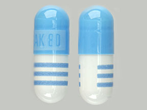 Pill AK 80 Blue & White Capsule/Oblong is Propranolol Hydrochloride Extended-Release