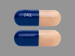 Pill 741 125 mg Blue & Brown Capsule-shape is Vancomycin Hydrochloride