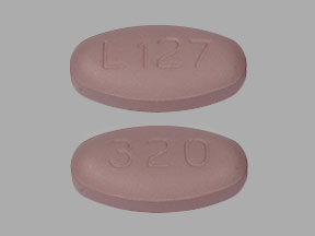 Pill L127 320 Purple Elliptical/Oval is Valsartan