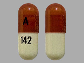 Pill A 142 Orange & White Capsule/Oblong is Pregabalin