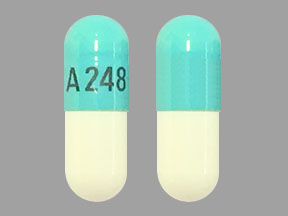 Pill A248 Blue & White Capsule/Oblong is Doxycycline Hyclate