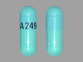 Pill A249 Blue Capsule/Oblong is Doxycycline Hyclate