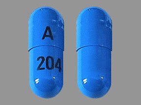 Pill A 204 Blue Capsule-shape is Tizanidine Hydrochloride