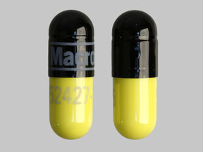 Macrobid 52427 285 Pill Images Black Yellow Capsule Shape