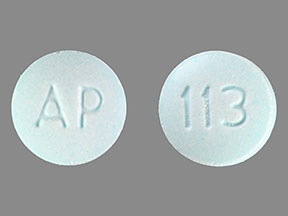 Pill AP 113 Blue Round is Hyoscyamine Sulfate (Sublingual)