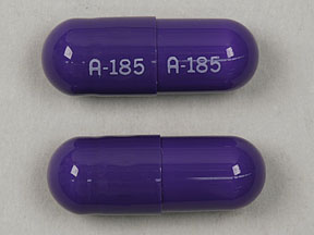 Pill A185 Purple Capsule/Oblong is Trimethobenzamide Hydrochloride