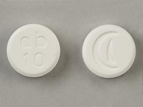 Pill Logo ab 10 White Round is Amlodipine Besylate