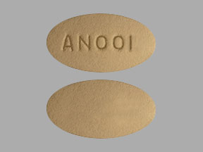 Pill AN001 Tan Oval is Prasugrel Hydrochloride