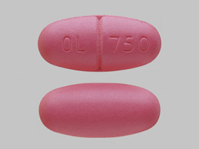Pill OL 750 Pink Elliptical/Oval is Levetiracetam