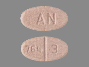 Pill AN 764 3 Tan Oval is Warfarin Sodium