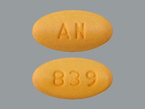 Pill AN 839 Yellow Oval is Valsartan