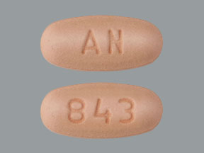 Pill AN 843 Peach Oval is Capecitabine
