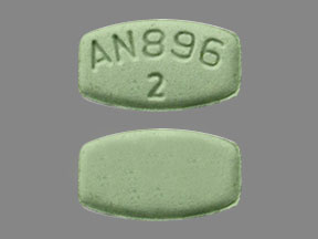 Pill AN896 2 Green Oval is Aripiprazole