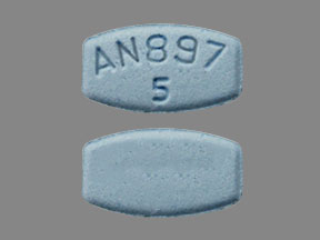 Pill AN897 5 Blue Oval is Aripiprazole