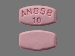 Pill AN898 10 Pink Oval is Aripiprazole