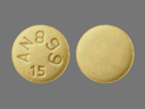 Pill AN899 15 Yellow Round is Aripiprazole