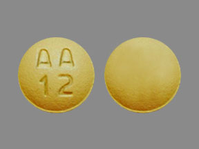 Pill AA 12 Yellow Round is Desipramine Hydrochloride