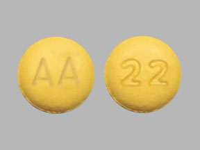 Pill AA 22 Yellow Round is Tiagabine Hydrochloride
