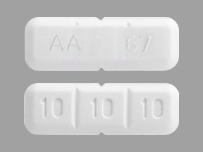 Pill AA 67 10 10 10 White Rectangle is Buspirone Hydrochloride