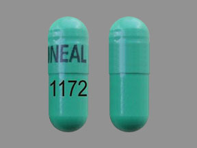 Pill AMNEAL 1172 Green Capsule/Oblong is Doxepin Hydrochloride