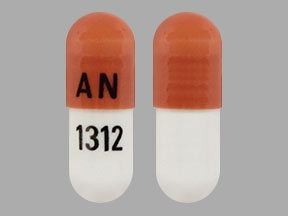Pill AN 1312 Orange & White Capsule-shape is Pregabalin
