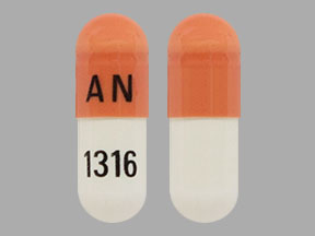 Pill AN 1316 Orange & White Capsule-shape is Pregabalin