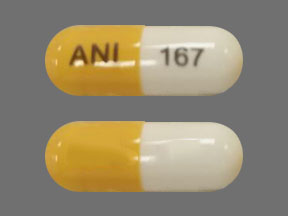 Pill ANI 167 White & Yellow Capsule/Oblong is Oxycodone Hydrochloride