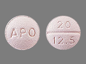 Pill APO 20 12.5 Purple Round is Benazepril Hydrochloride and Hydrochlorothiazide
