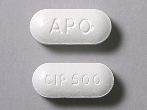 Pill APO CIP 500 White Capsule/Oblong is Ciprofloxacin Hydrochloride