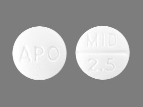 Pill APO MID 2.5 White Round is Midodrine Hydrochloride