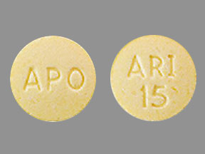 Pill APO ARI 15 Yellow Round is Aripiprazole